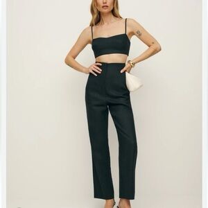 Reformation Colton Linen Pant in black